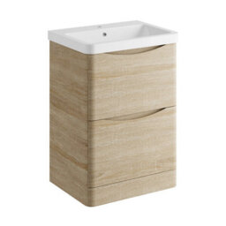 Affine 600mm Bathroom Vanity Unit Floorstanding Storage Furniture Basin Soft Close Oak - thumbnail 4