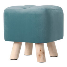 Thehotsale Blue Modern Small Square Velvet Buttoned Footrest With Wooden Legs For Living Room - thumbnail 5