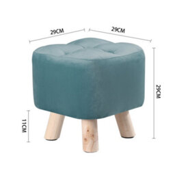 Thehotsale Blue Modern Small Square Velvet Buttoned Footrest With Wooden Legs For Living Room - thumbnail 8