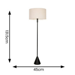 Valuelights Mitch Boucle Drum Lamp Shade Black Stem Triangle Floor Lamp With Led Bulb - thumbnail 4