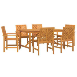 Berkfield Garden Dining Set 7 Pcs Brown 150 X 90 X 74 Cm - thumbnail 2