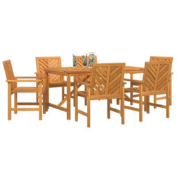 Berkfield Garden Dining Set 7 Pcs Brown 150 X 90 X 74 Cm - thumbnail 3