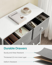Songmics Drawers Cabinet, 6 Fabric Drawers With Strong Metal Frame, Storage Organizer Unit, Light Grey And White - thumbnail 5