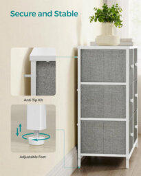 Songmics Drawers Cabinet, 6 Fabric Drawers With Strong Metal Frame, Storage Organizer Unit, Light Grey And White - thumbnail 7