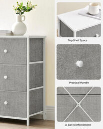 Songmics Drawers Cabinet, 6 Fabric Drawers With Strong Metal Frame, Storage Organizer Unit, Light Grey And White - thumbnail 6