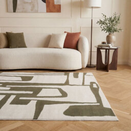 The Rugs Loft Olive And Ivory Abstract Geometric Living Room Area Rug And Runners Soft Pile - thumbnail 4