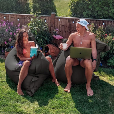 rucomfy Beanbags Rucomfy Indoor Or Outdoor Adults Water Resistant Giant Squarbie - Grey Beanbag Lounger - image 1
