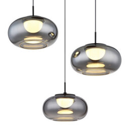 Luminosa Lighting Luminosa Quintara Cluster Pendant Ceiling Light Matt Black Smoke Glass Shade 3X Led 3000K - thumbnail 3