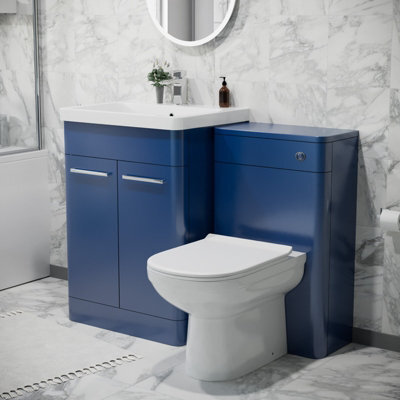 Nes Home 600mm Freestanding Vanity Unit With Basin, Btw Toilet, Wc Unit Royal Blue - image 1