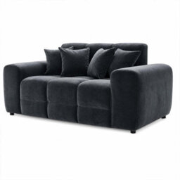 Furnishings For Less UK Jenson Black 2 Seater Plush Velvet Sofa With Deep Seats - thumbnail 2