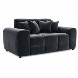 Furnishings For Less UK Jenson Black 2 Seater Plush Velvet Sofa With Deep Seats - thumbnail 1