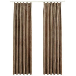 Walplus Blackout Curtains 2 Pcs With Hooks Velvet Beige 140X245 Cm - thumbnail 2