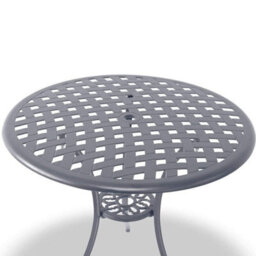 Homeology Oshowa Luxurious Garden And Patio Table And 4 Large Chairs With Armrests Cast Aluminium Bistro Set Grey - thumbnail 4