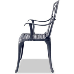 Homeology Oshowa Luxurious Garden And Patio Table And 4 Large Chairs With Armrests Cast Aluminium Bistro Set Grey - thumbnail 2