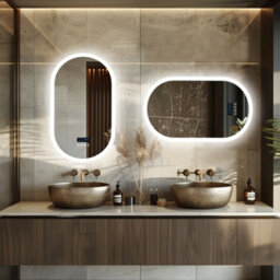 Luvodi 800X500mm Oval Led Bathroom Mirror Dual Bluetooth Speaker Audio Stereo Makeup Mirror,dimmable,backlit,digital Display - thumbnail 8