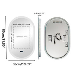 Luvodi 800X500mm Oval Led Bathroom Mirror Dual Bluetooth Speaker Audio Stereo Makeup Mirror,dimmable,backlit,digital Display - thumbnail 2