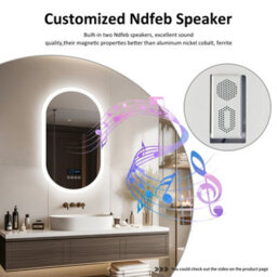 Luvodi 800X500mm Oval Led Bathroom Mirror Dual Bluetooth Speaker Audio Stereo Makeup Mirror,dimmable,backlit,digital Display - thumbnail 4