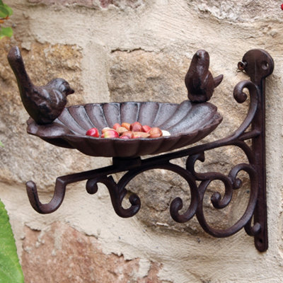 Dibor Cast Iron Outdoor Garden Bird Feeder Bird Dish With Bracket - image 1