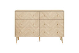 6 Drawer Oak Brown Wooden Chest Birlea Herringford - thumbnail 8