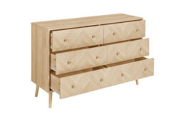 6 Drawer Oak Brown Wooden Chest Birlea Herringford - thumbnail 7