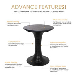 Round Coffee Tea Table Nesting Tables White Marble Top For Decoration In Living Room, Bedroom, Office, Balcony, Apartment - thumbnail 8