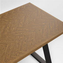 Wyld Haus Balbriggan Dark Brown Herringbone Dining Table With Black Metal Legs - thumbnail 5