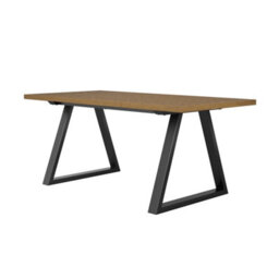 Wyld Haus Balbriggan Dark Brown Herringbone Dining Table With Black Metal Legs - thumbnail 2