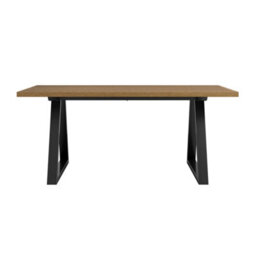 Wyld Haus Balbriggan Dark Brown Herringbone Dining Table With Black Metal Legs - thumbnail 3