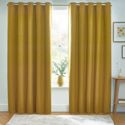 furn. Furn Dawn Textured Blackout Eyelet Curtain Pair Mustard (W)229Cm X (D)137Cm - thumbnail 4