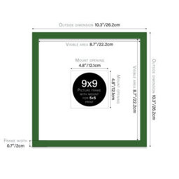 "9X9"" Green Picture Frame - 9X9"" Square Frame With 5X5"" Mount For 9X9""/5X5"" Pictures Vintage Style Wall Art, 1 Pack" - thumbnail 2