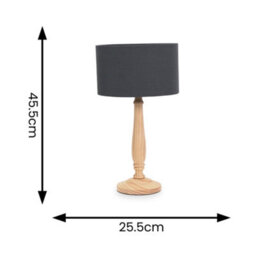 Valuelights Victoria Traditional Light Wood Candlestick Table Lamp With Charcoal Drum Shade - Led Bulb Included - thumbnail 6