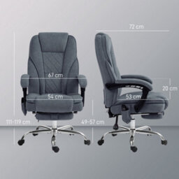 Vinsetto Massage Office Chair, Heated Reclining Desk Chair, Dark Grey - thumbnail 3
