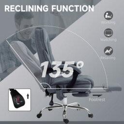 Vinsetto Massage Office Chair, Heated Reclining Desk Chair, Dark Grey - thumbnail 6