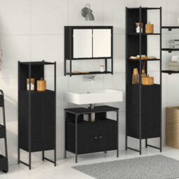 Berkfield Modern 4 Piece Bathroom Furniture Set - Black Oak - thumbnail 2