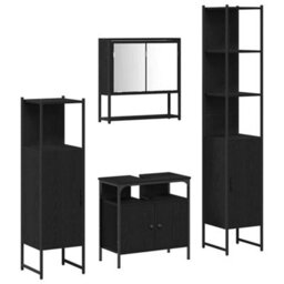 Berkfield Modern 4 Piece Bathroom Furniture Set - Black Oak - thumbnail 1