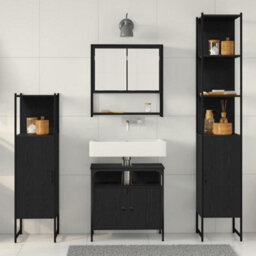 Berkfield Modern 4 Piece Bathroom Furniture Set - Black Oak - thumbnail 4