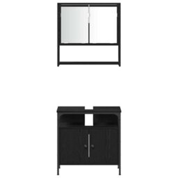 Berkfield Modern 4 Piece Bathroom Furniture Set - Black Oak - thumbnail 9