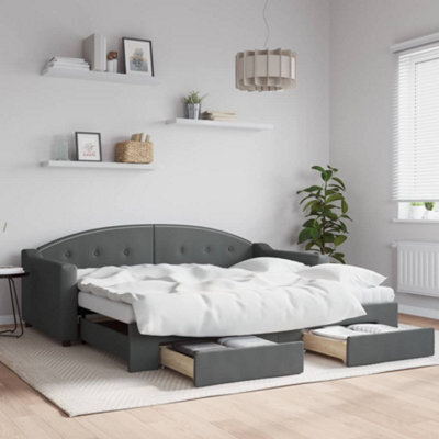Berkfield Daybed With Trundle And Drawers Dark Grey 90X190 Cm Fabric - image 1