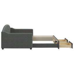 Berkfield Daybed With Trundle And Drawers Dark Grey 90X190 Cm Fabric - thumbnail 4