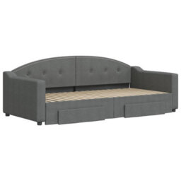 Berkfield Daybed With Trundle And Drawers Dark Grey 90X190 Cm Fabric - thumbnail 3