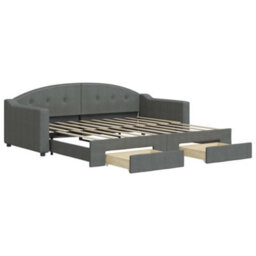 Berkfield Daybed With Trundle And Drawers Dark Grey 90X190 Cm Fabric - thumbnail 2