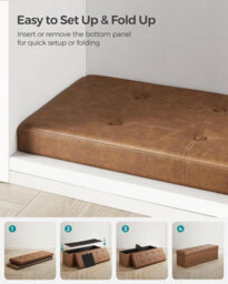 Songmics Indoor Benches, Storage Ottoman, Collapsible Bench Box, With Hinged Lid, Footstool, Faux Leather, Coffee Brown - thumbnail 5