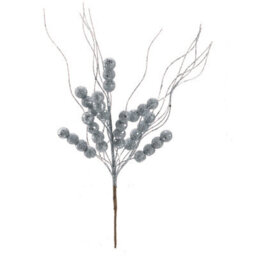 Glitter Berry Pick Christmas Decoration Ornament Silver