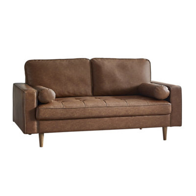 Oakham Henley 3 Seater Sofa In Brown Faux Leather - image 1