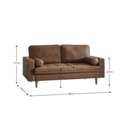 Oakham Henley 3 Seater Sofa In Brown Faux Leather - thumbnail 3