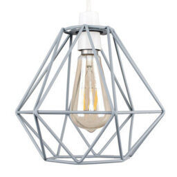 Valuelights Diablo Modern Geometric Grey Metal Cage Ceiling Light Shade (D)21Cm - thumbnail 1
