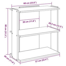 Berkfield Elegant Bookcase 3-Tier Smoked Oak 60X30X80 Cm Engineered Wood - thumbnail 9