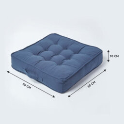 Homescapes Navy Blue Cotton Armchair Booster Cushion - thumbnail 5