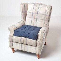Homescapes Navy Blue Cotton Armchair Booster Cushion - thumbnail 7