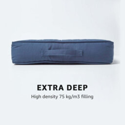Homescapes Navy Blue Cotton Armchair Booster Cushion - thumbnail 4